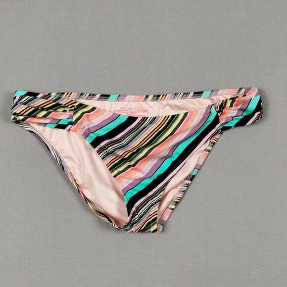 Victorias Secret The Knockout Bikini Bottoms Cheeky Striped Swim Bottoms Size L - Picture 1 of 7